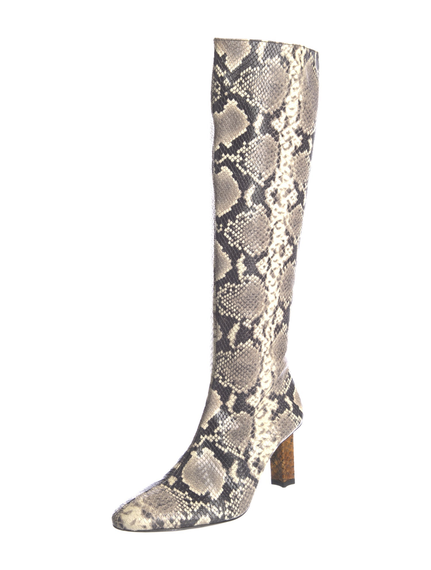 Staud Leather Animal Print Boots