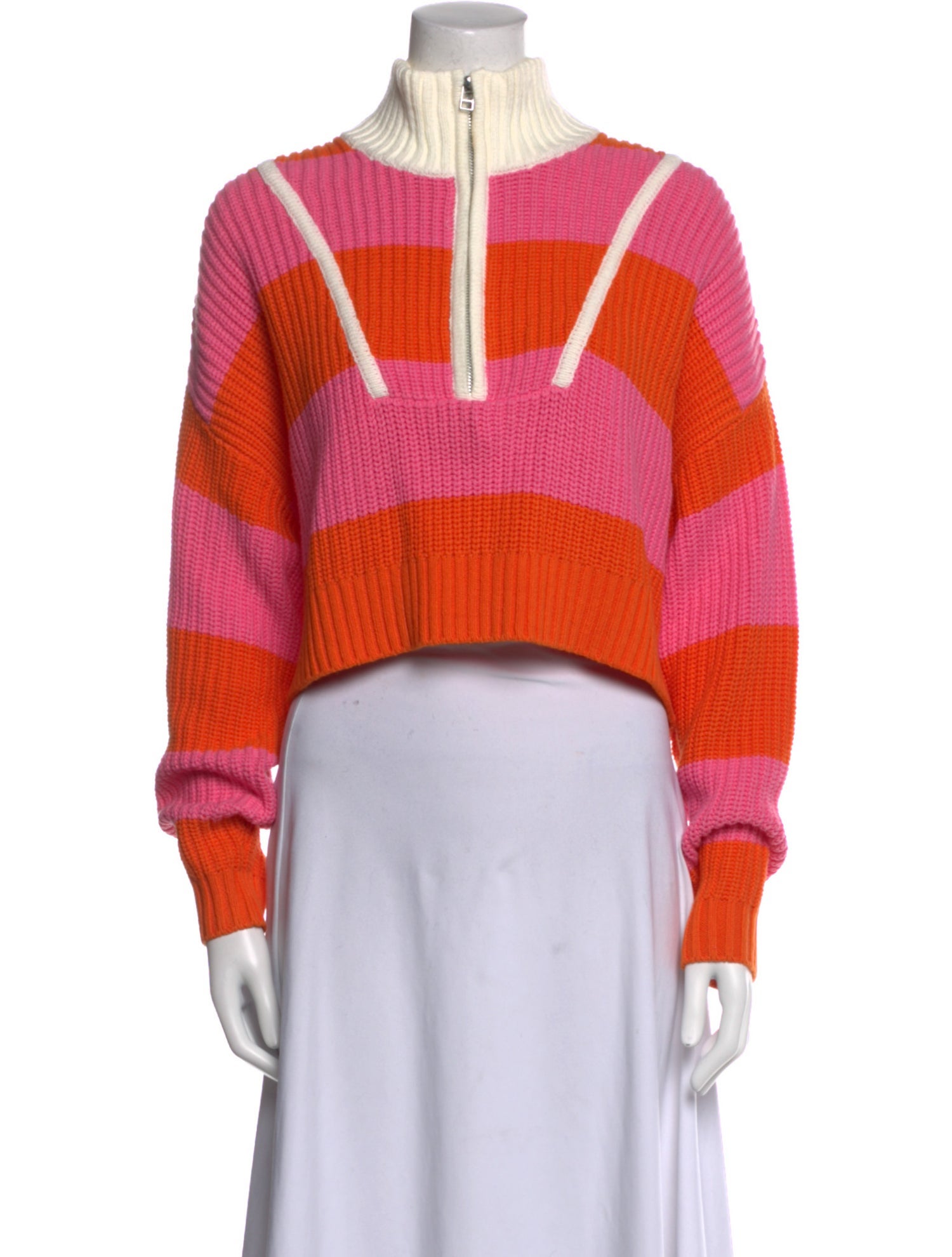 Staud Striped Mock Neck Sweater