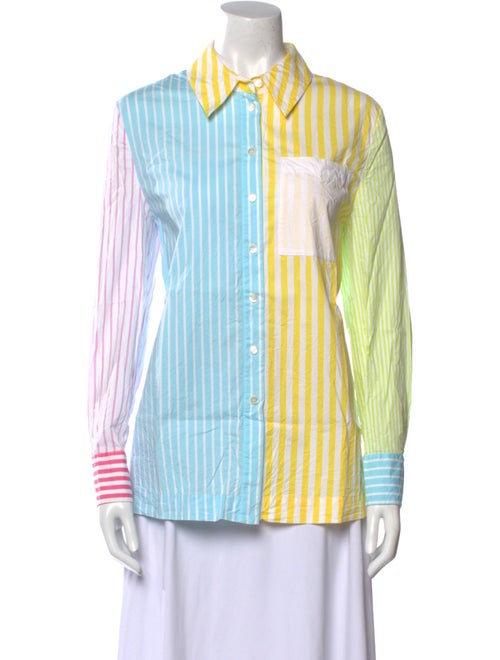 Staud Striped Long Sleeve Button-Up Top