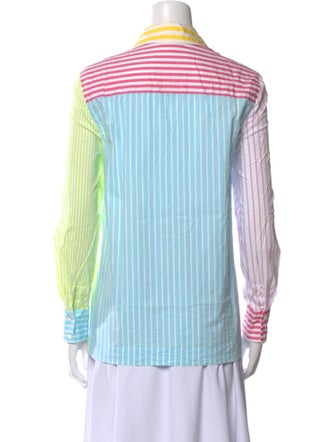 Staud Striped Long Sleeve Button-Up Top