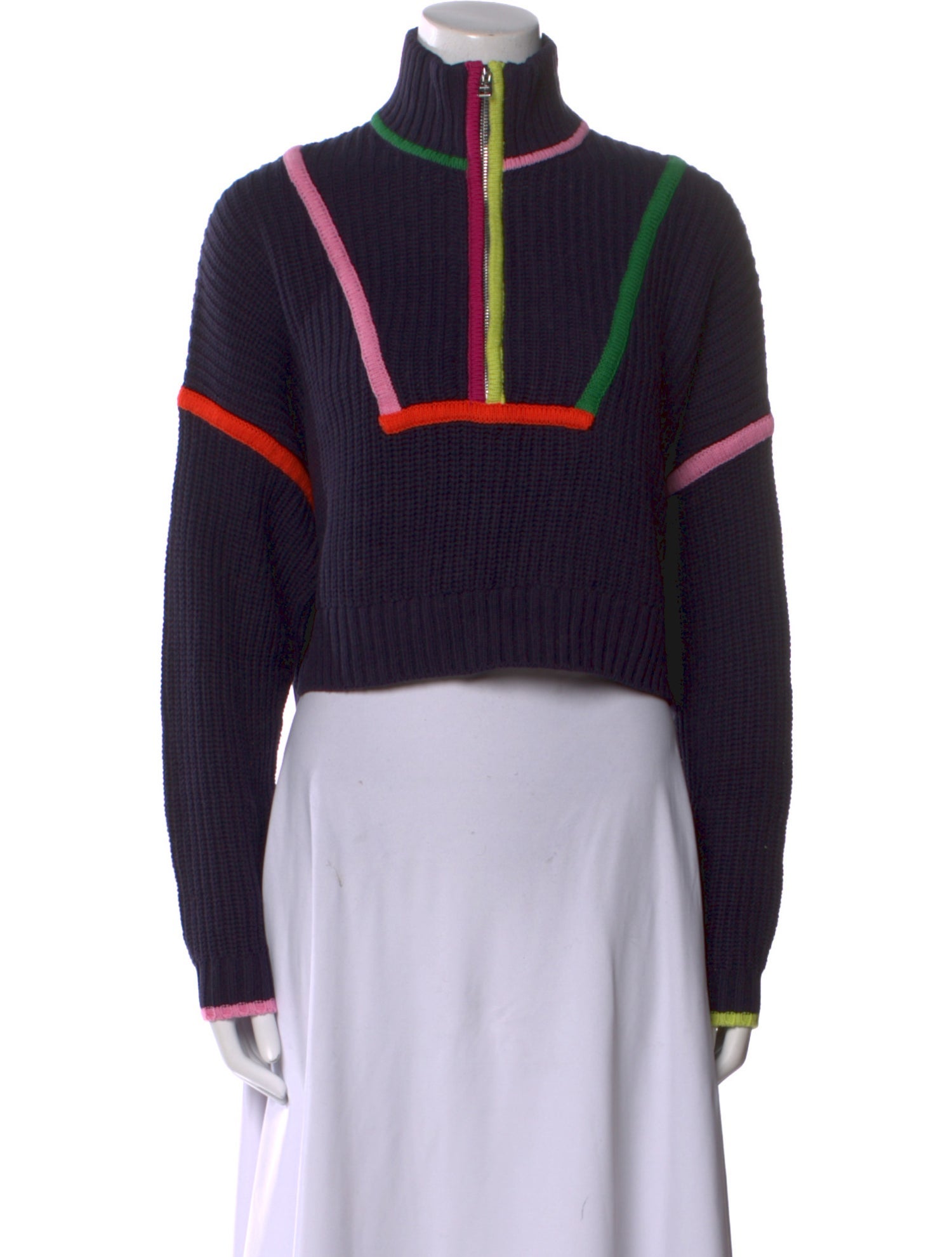 Staud Plaid Print Turtleneck Crop Top