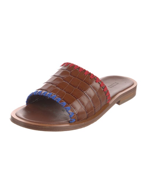 Staud Embossed Leather Printed Slides
