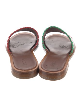 Staud Embossed Leather Printed Slides