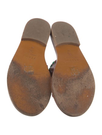 Staud Embossed Leather Printed Slides