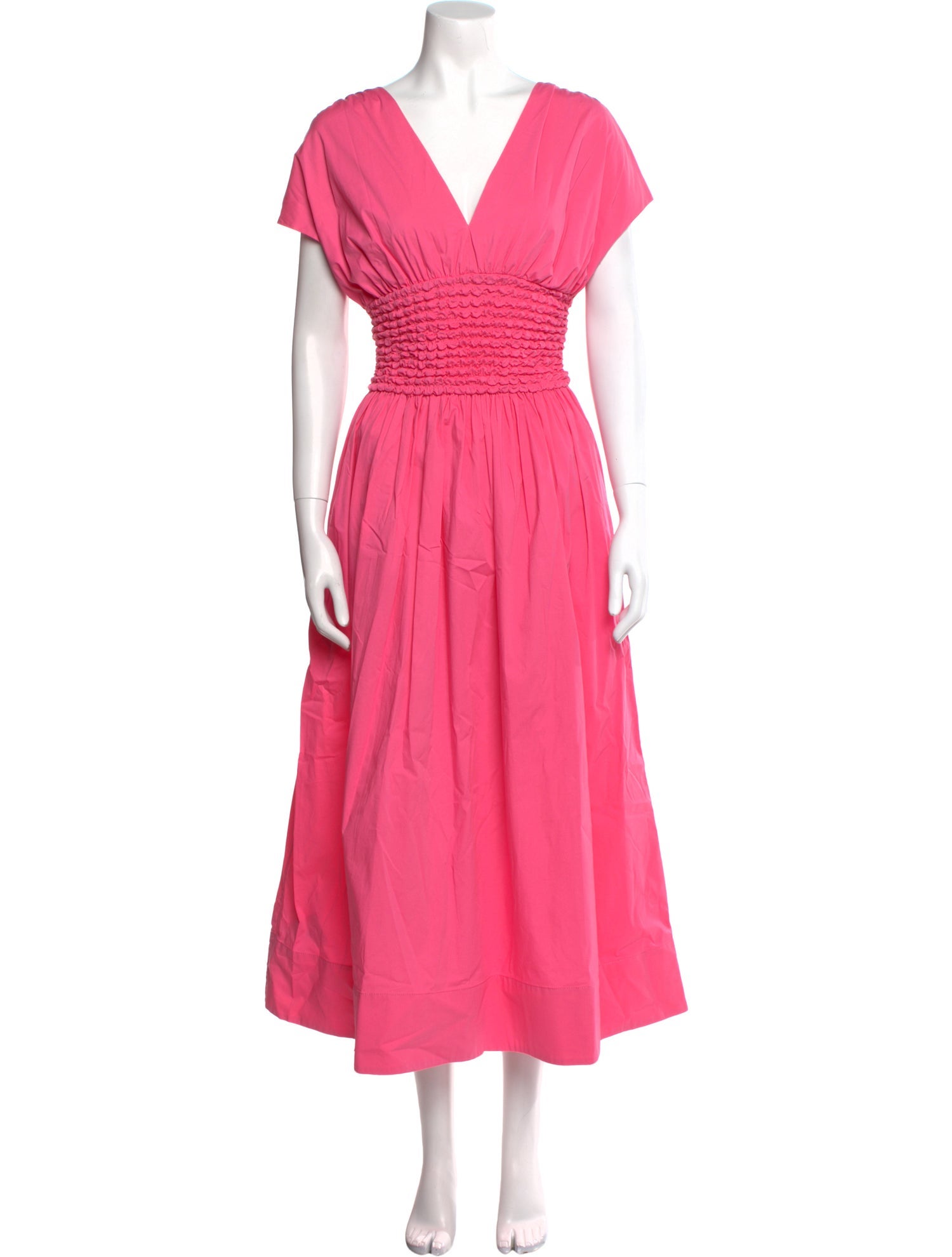 Staud V-Neck Midi Length Dress