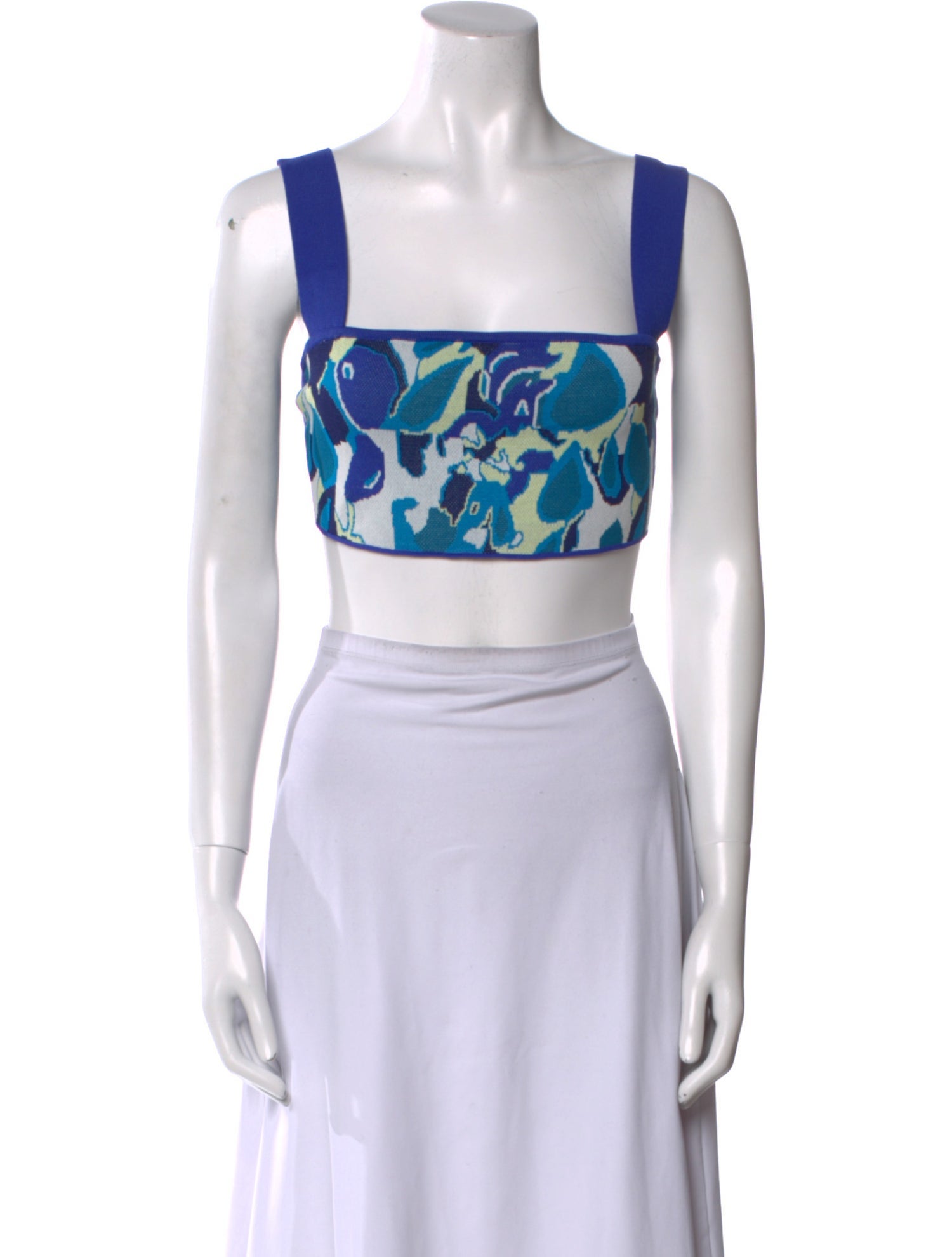Staud Printed Square Neckline Crop Top