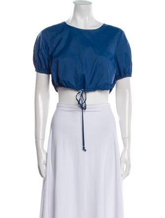 Staud Bateau Neckline Short Sleeve Crop Top