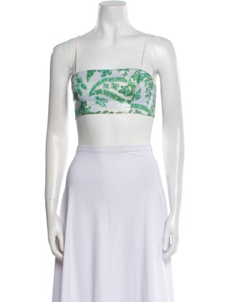 Staud Printed Square Neckline Crop Top