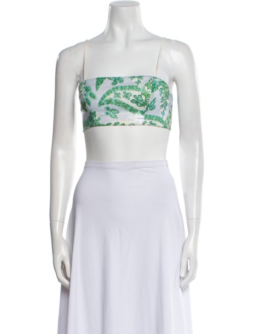 Staud Printed Square Neckline Crop Top