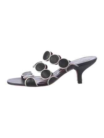 Staud Leather Animal Print Slides