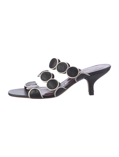 Staud Leather Animal Print Slides