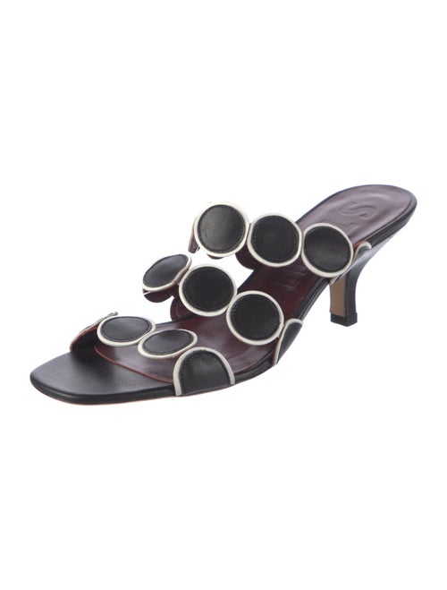 Staud Leather Animal Print Slides