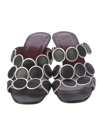 Staud Leather Animal Print Slides