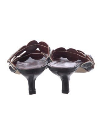 Staud Leather Animal Print Slides