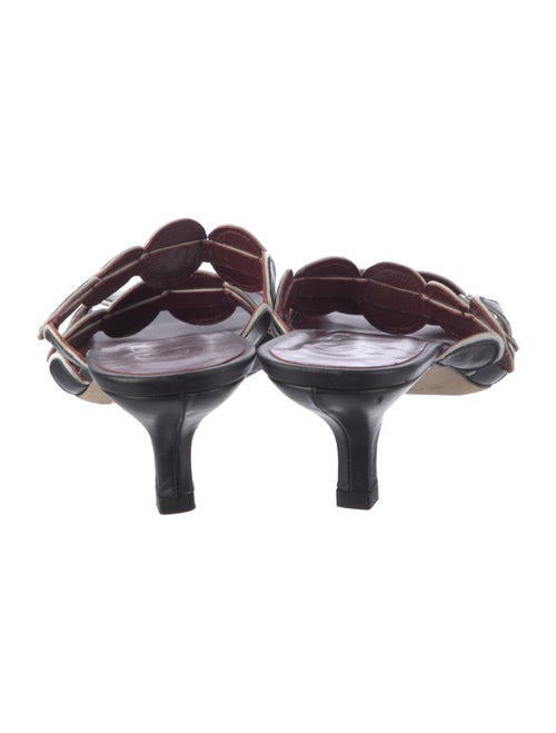 Staud Leather Animal Print Slides