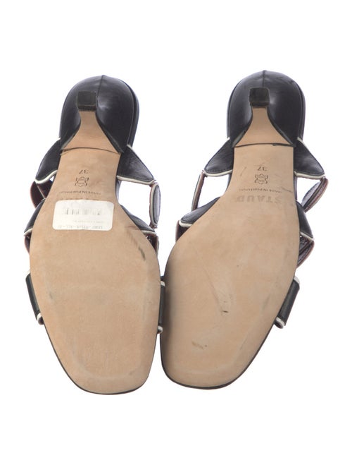 Staud Leather Animal Print Slides