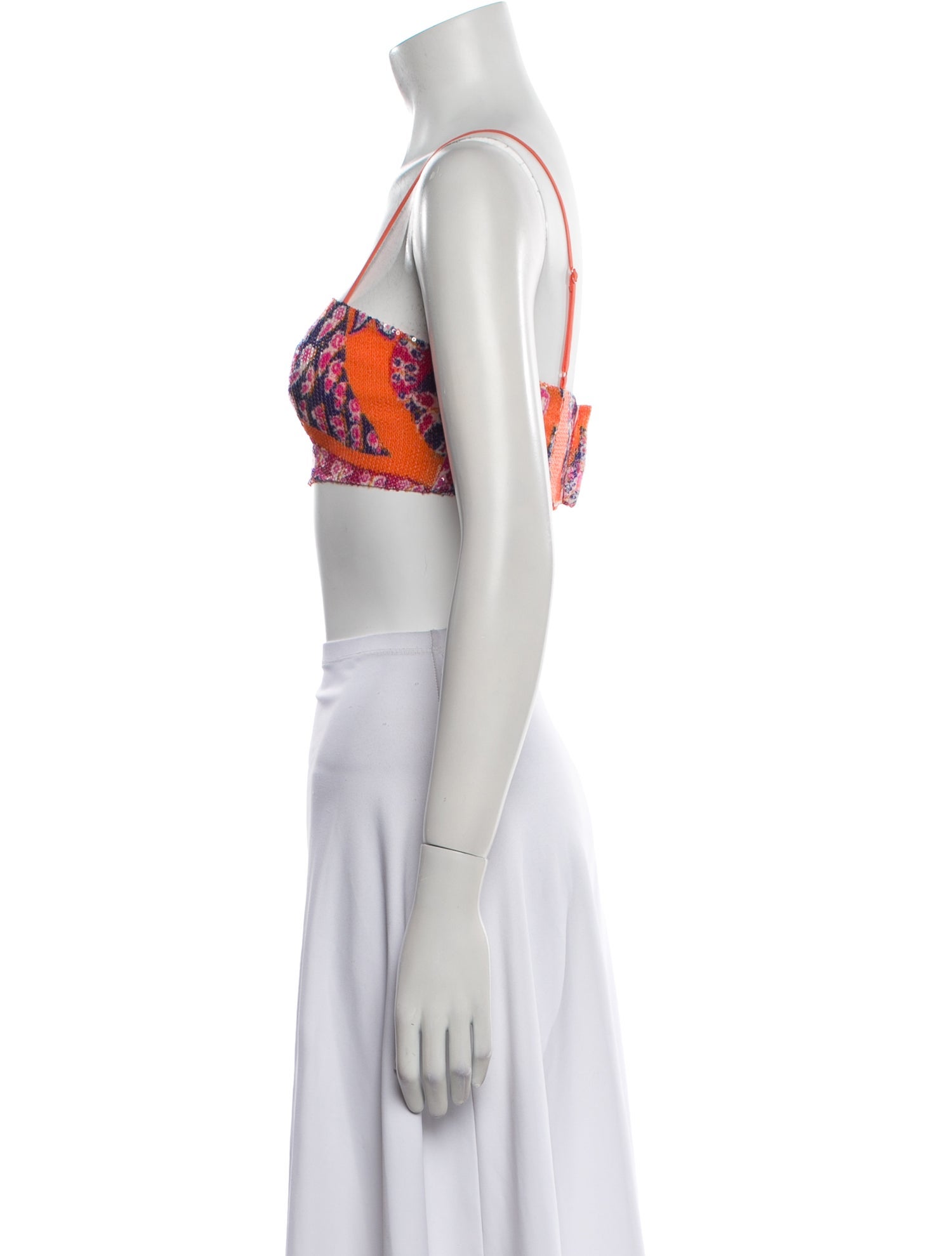 Staud Printed Square Neckline Crop Top