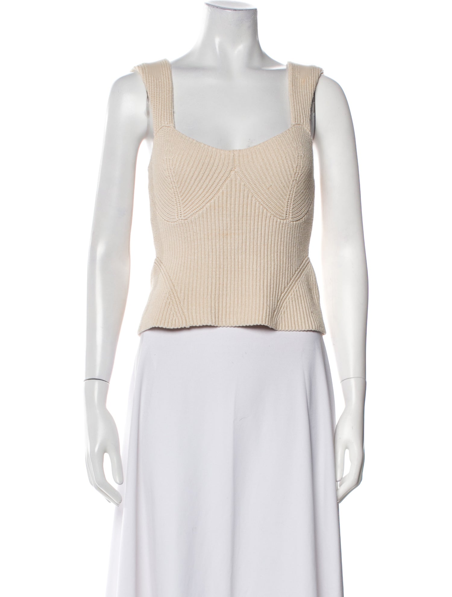 Staud Square Neckline Sleeveless Crop Top