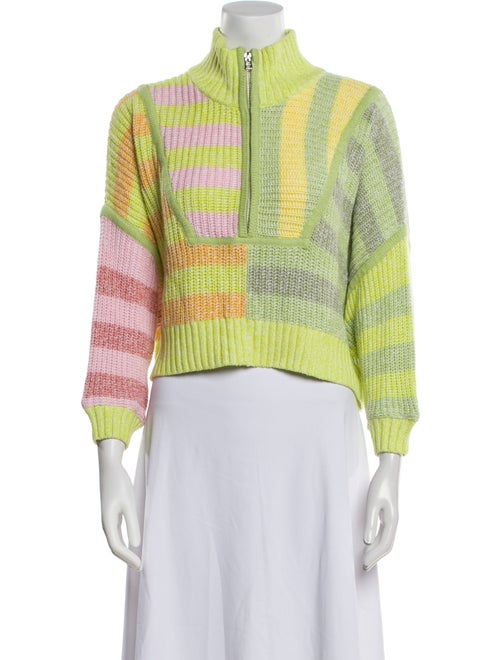 Staud Striped Mock Neck Sweater