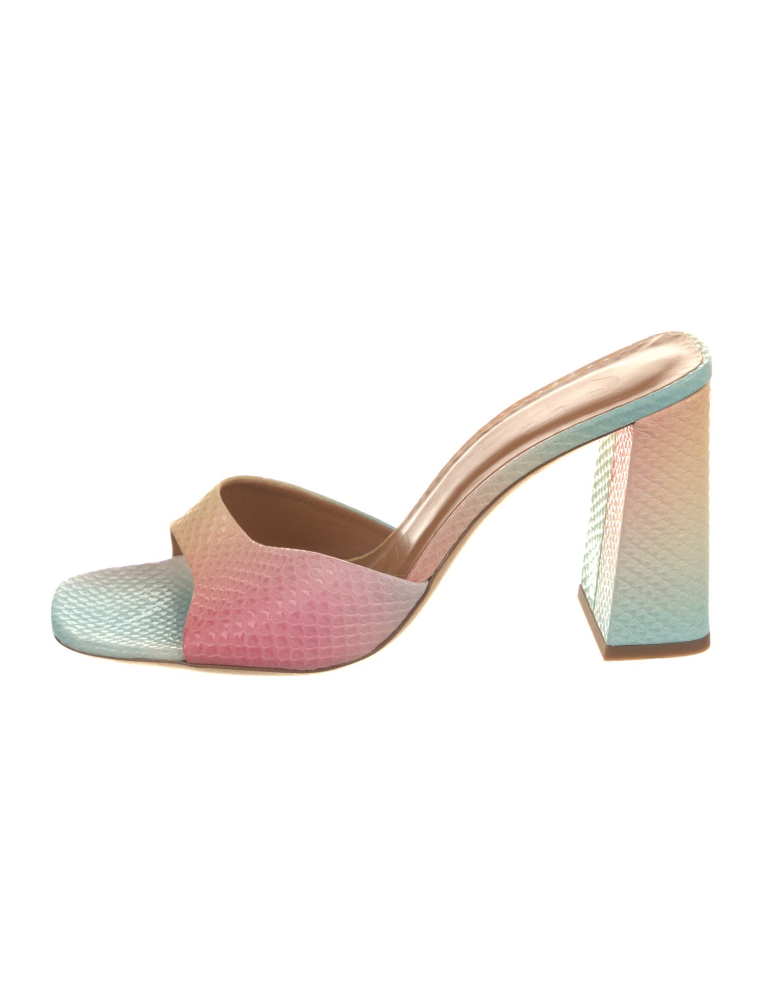 Staud Leather Animal Print Slides