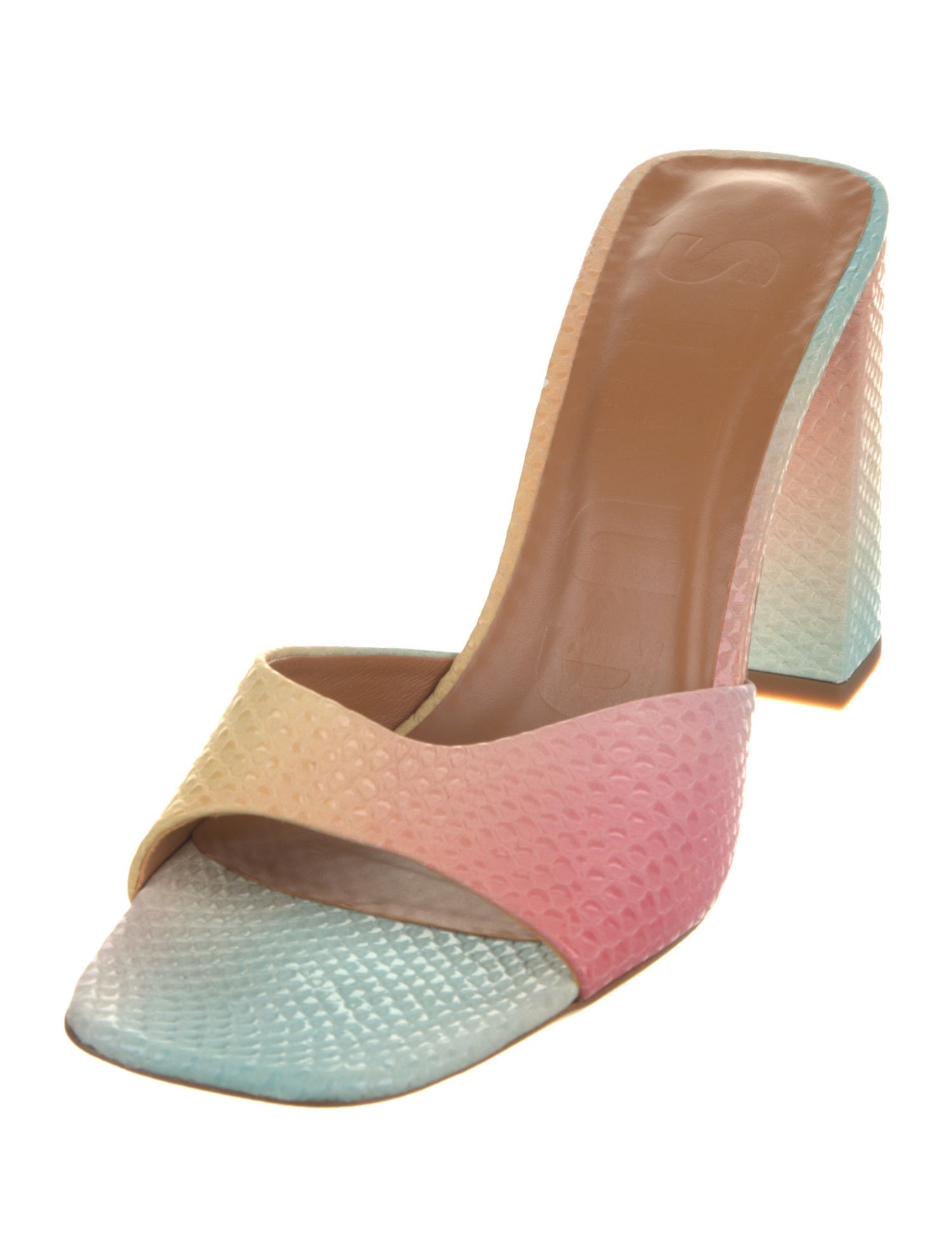 Staud Leather Animal Print Slides