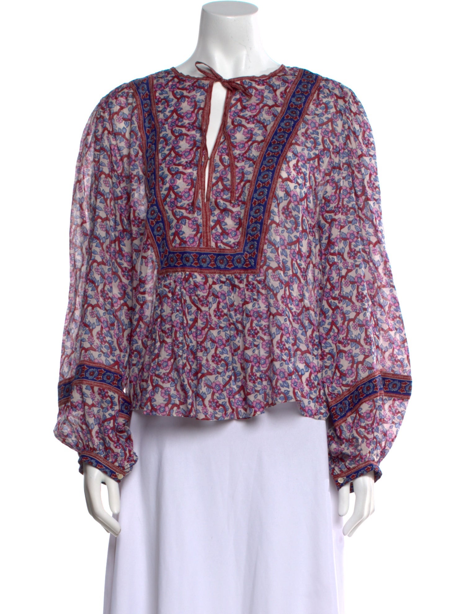 Staud Floral Print V-Neck Blouse