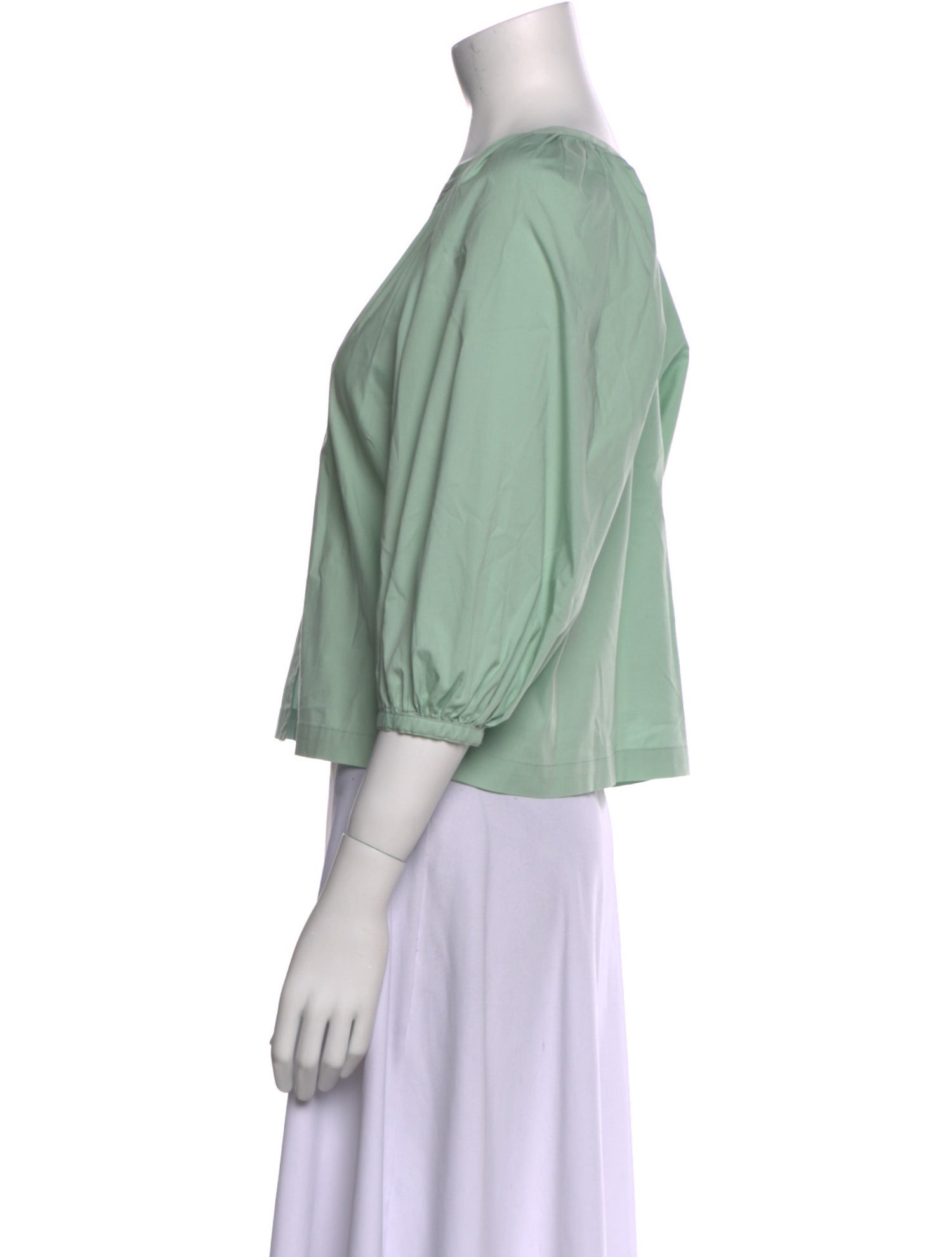 Staud V-Neck Three-Quarter Sleeve Crop Top