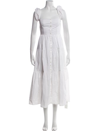 Staud Square Neckline Midi Length Dress