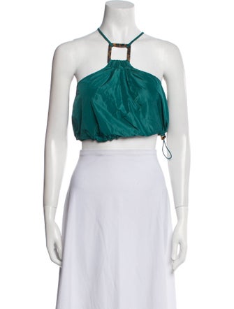 Staud Halterneck Sleeveless Crop Top