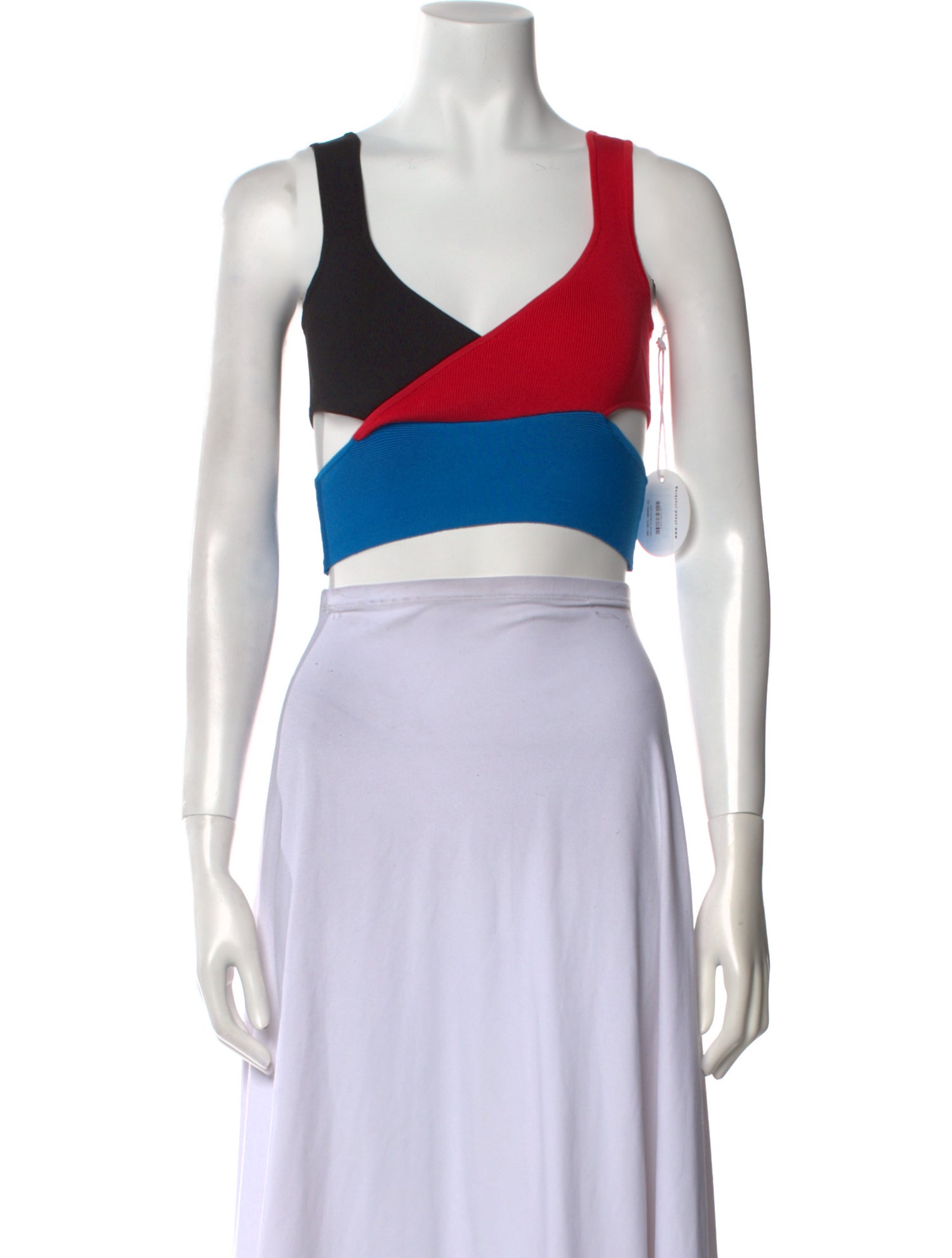 Staud Colorblock Pattern V-Neck Crop Top w/ Tags