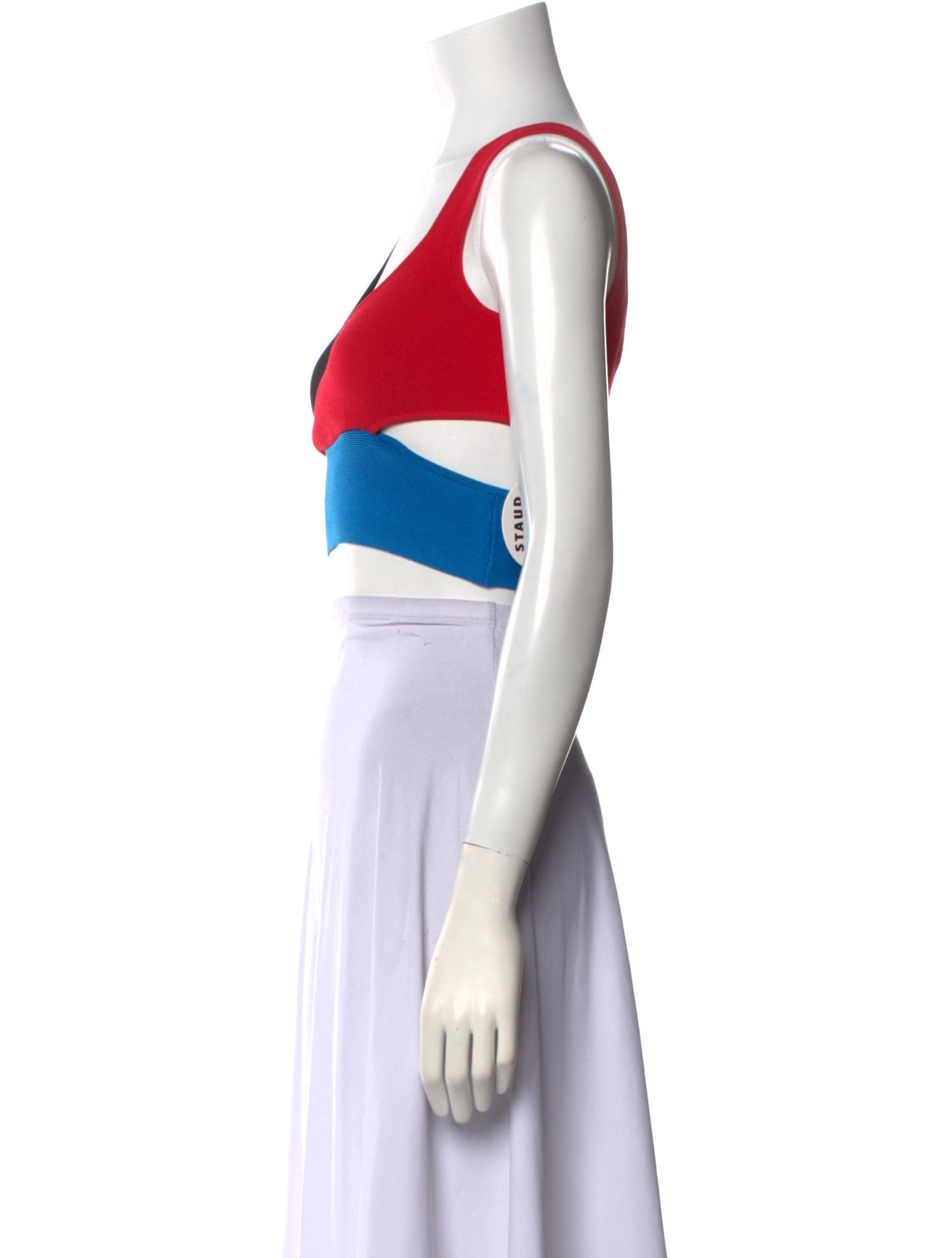 Staud Colorblock Pattern V-Neck Crop Top w/ Tags
