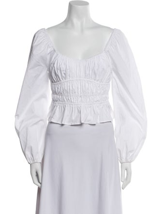 Staud Off-The-Shoulder Long Sleeve Crop Top