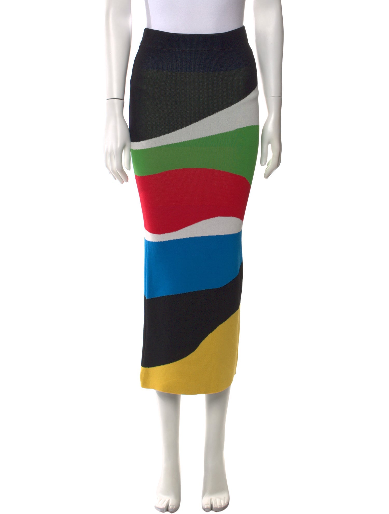 Staud Colorblock Pattern Midi Length Skirt