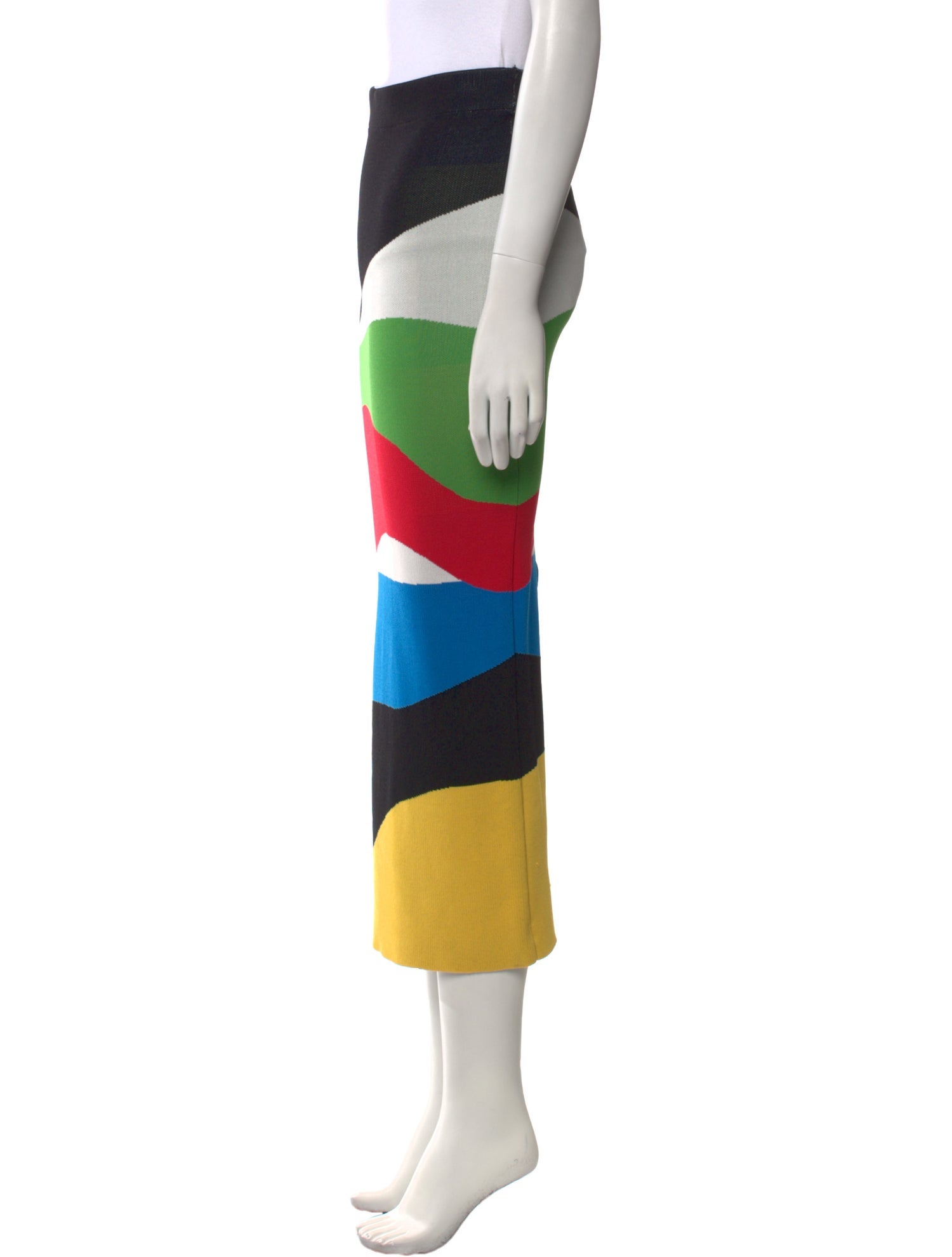 Staud Colorblock Pattern Midi Length Skirt