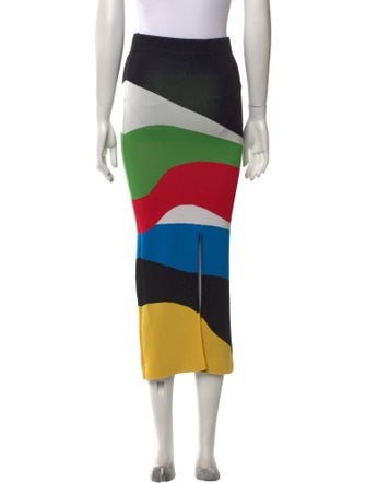 Staud Colorblock Pattern Midi Length Skirt