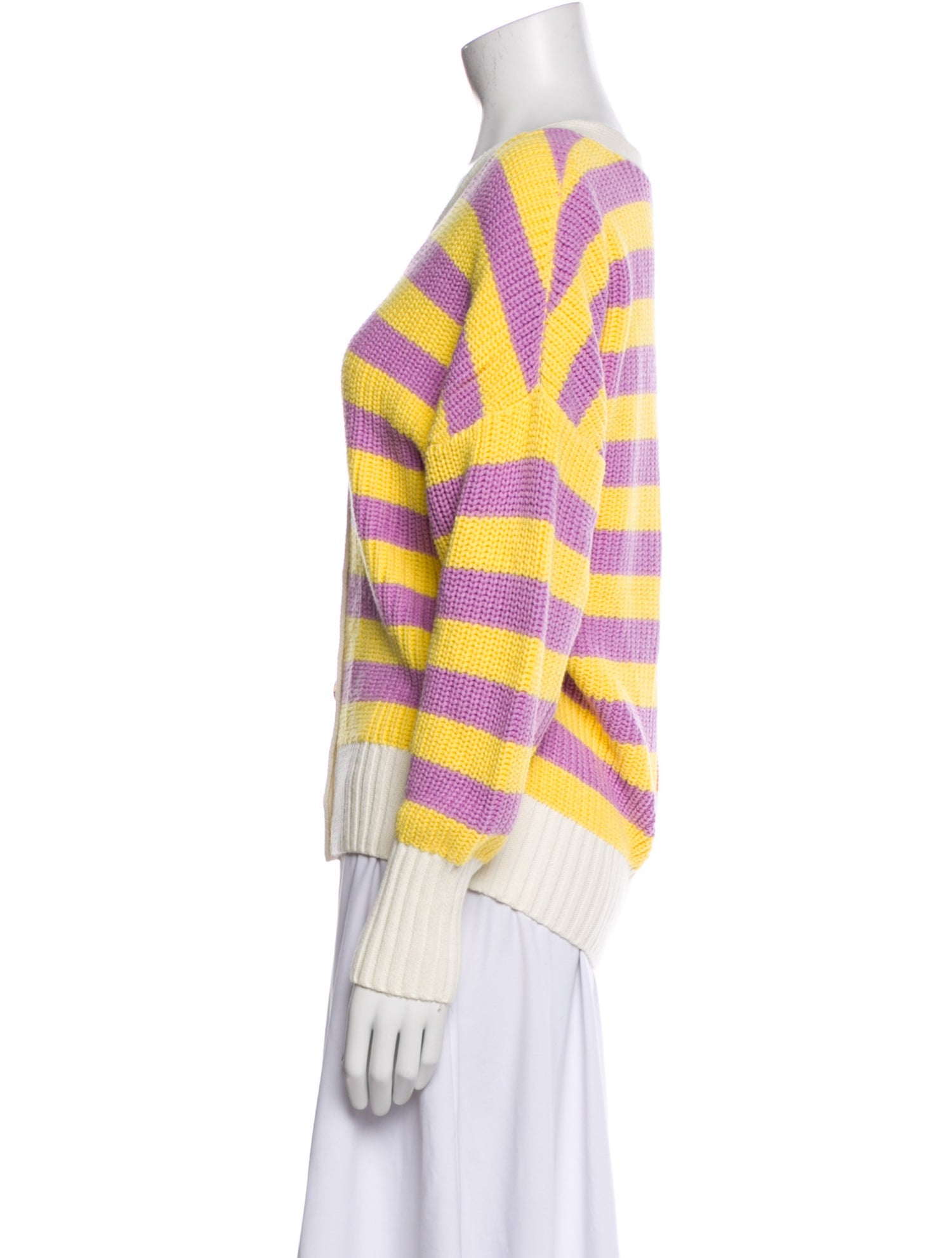 Staud Striped V-Neck Sweater