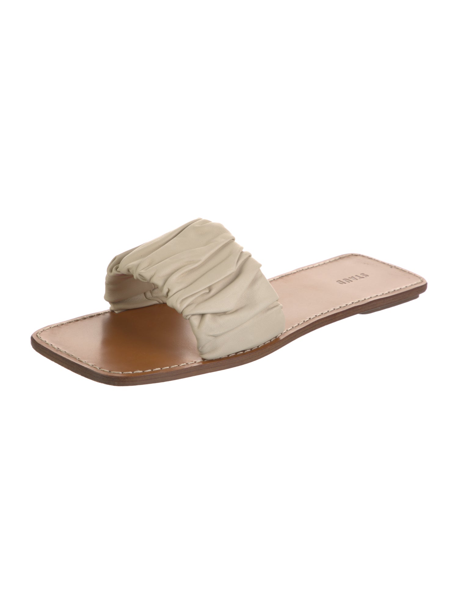 Staud Leather Pleated Accents Slides