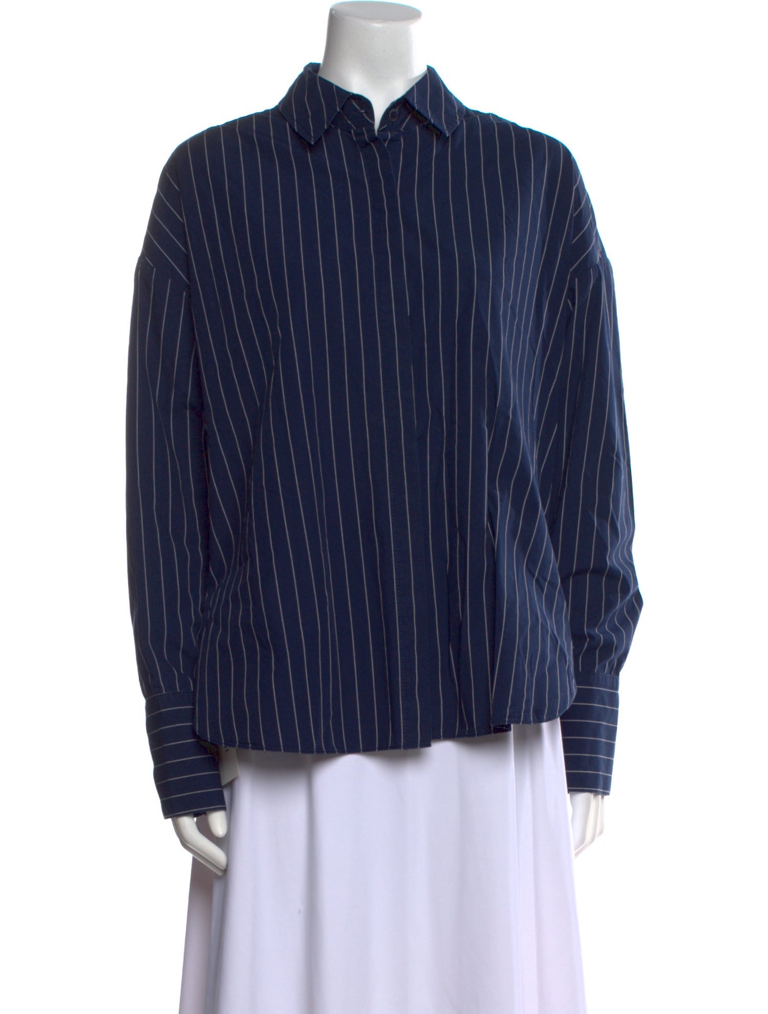 Staud Striped Long Sleeve Button-Up Top