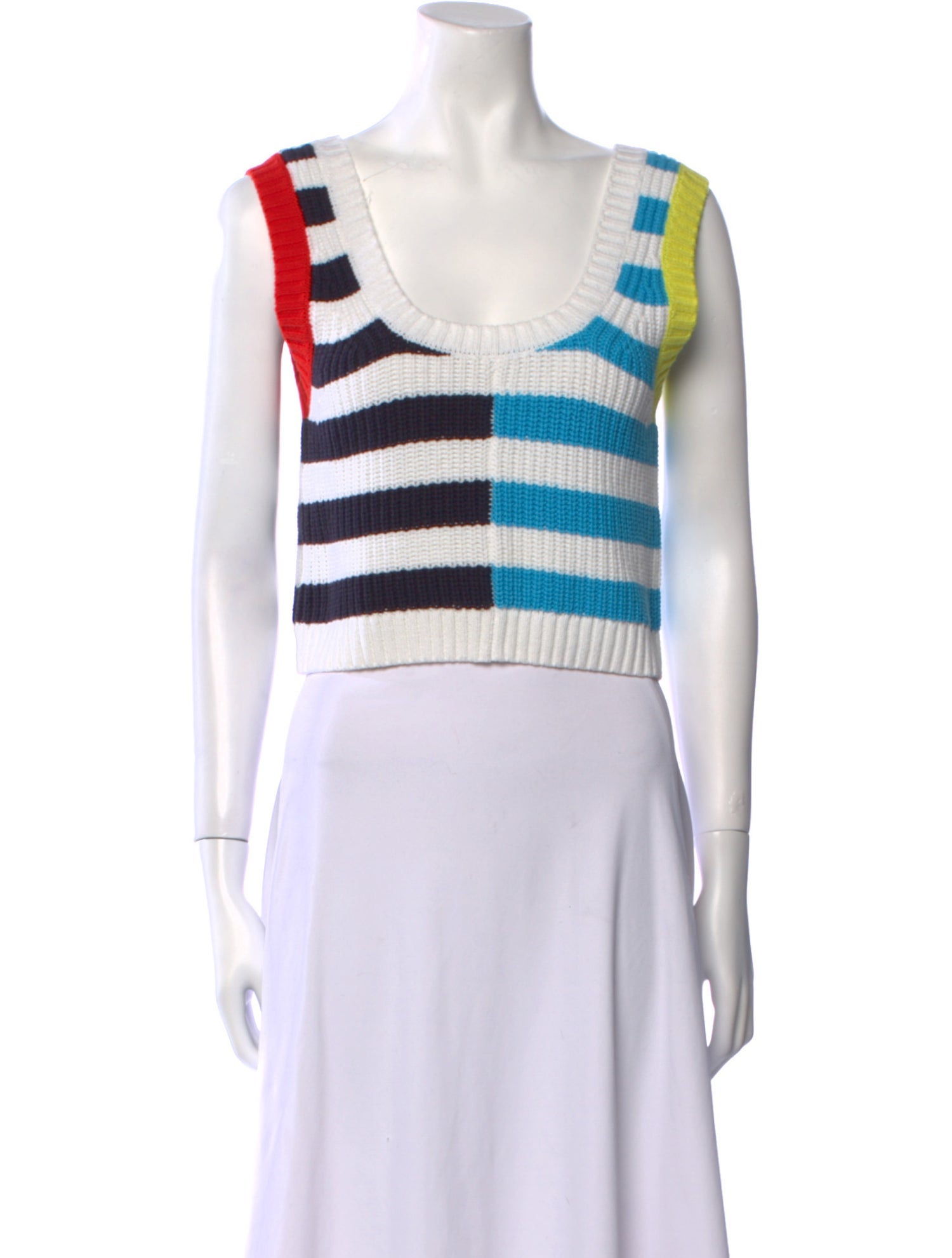 Staud Striped Scoop Neck Crop Top