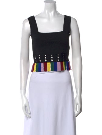 Staud Printed Square Neckline Crop Top