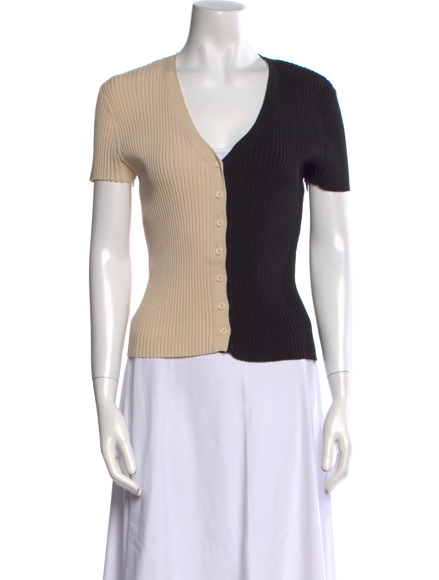 Staud V-Neck Short Sleeve Top