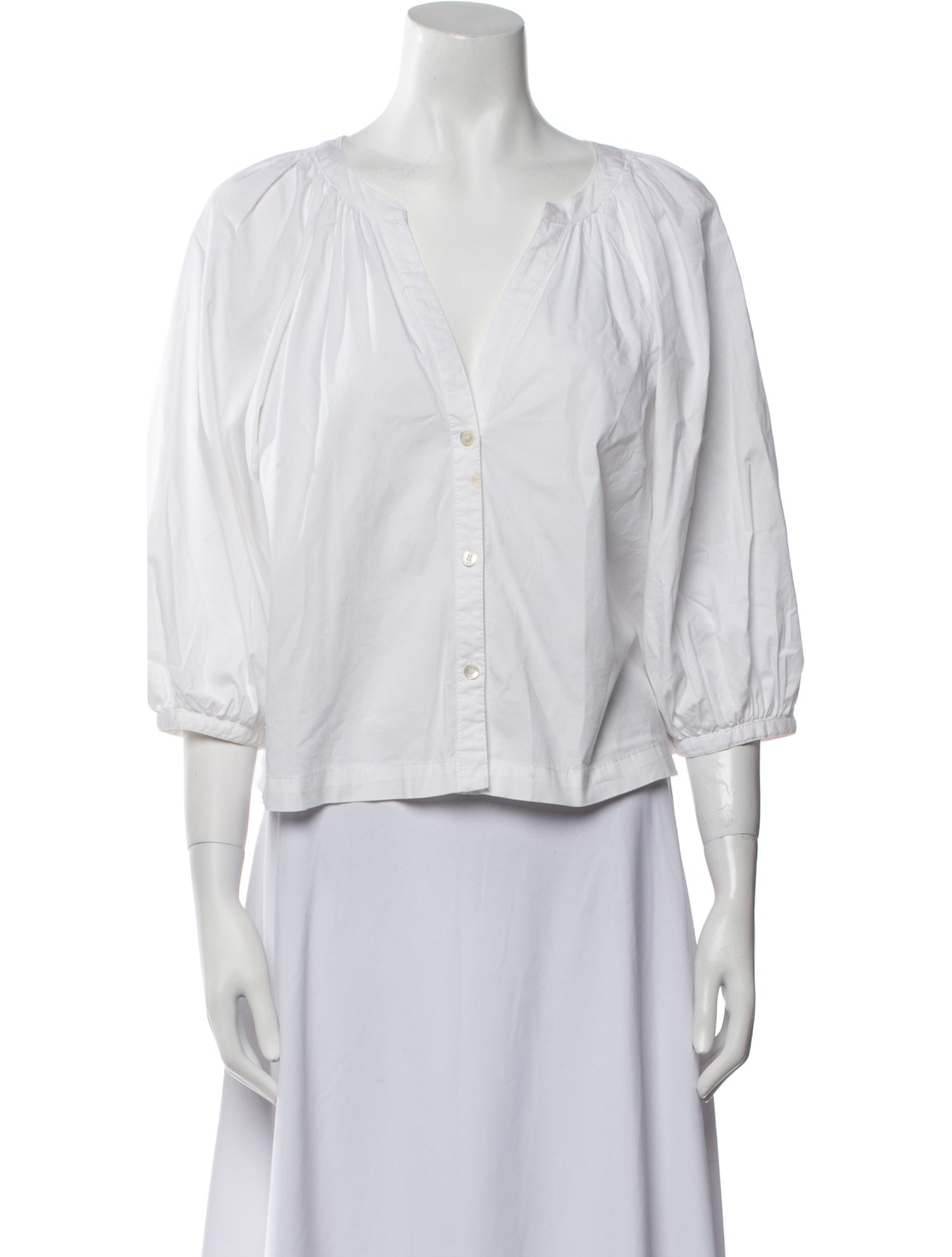 Staud V-Neck Three-Quarter Sleeve Crop Top