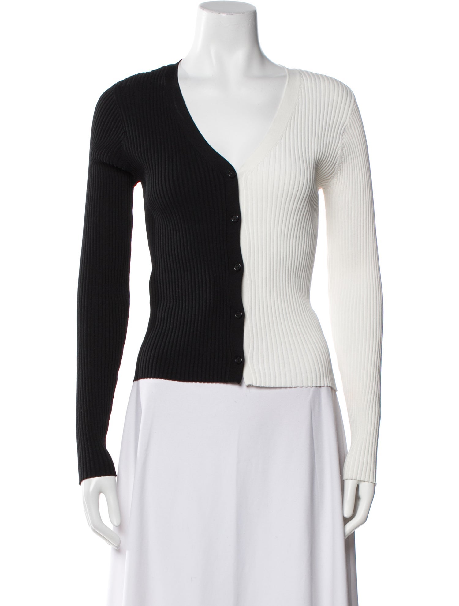 Staud Colorblock Pattern V-Neck Crop Top