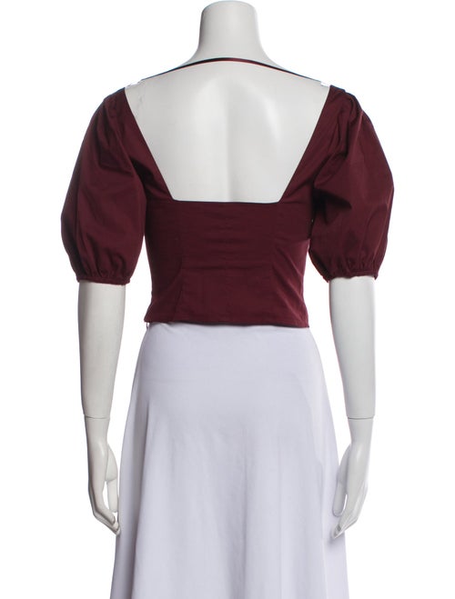 Staud Square Neckline Short Sleeve Crop Top