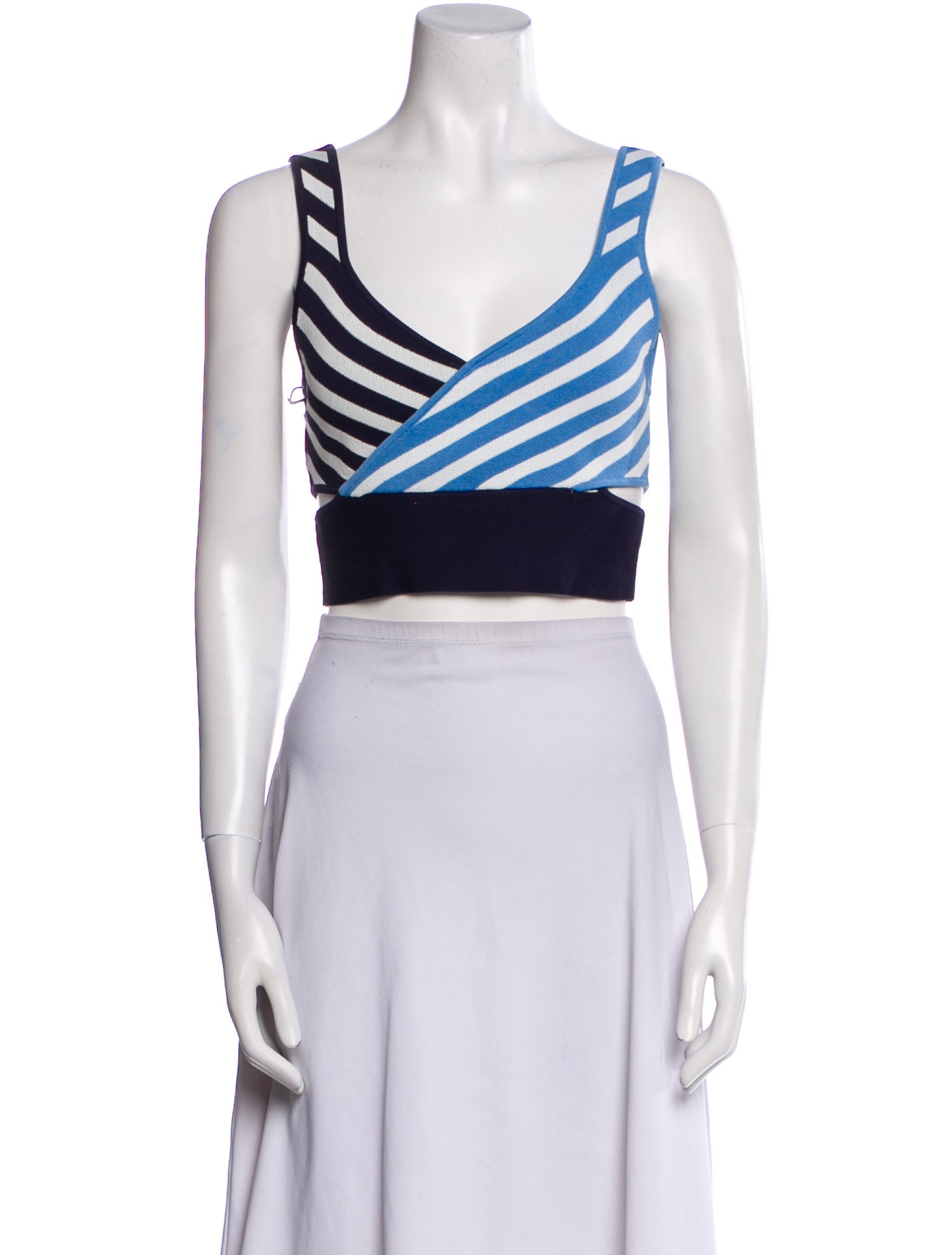 Staud Striped Square Neckline Crop Top