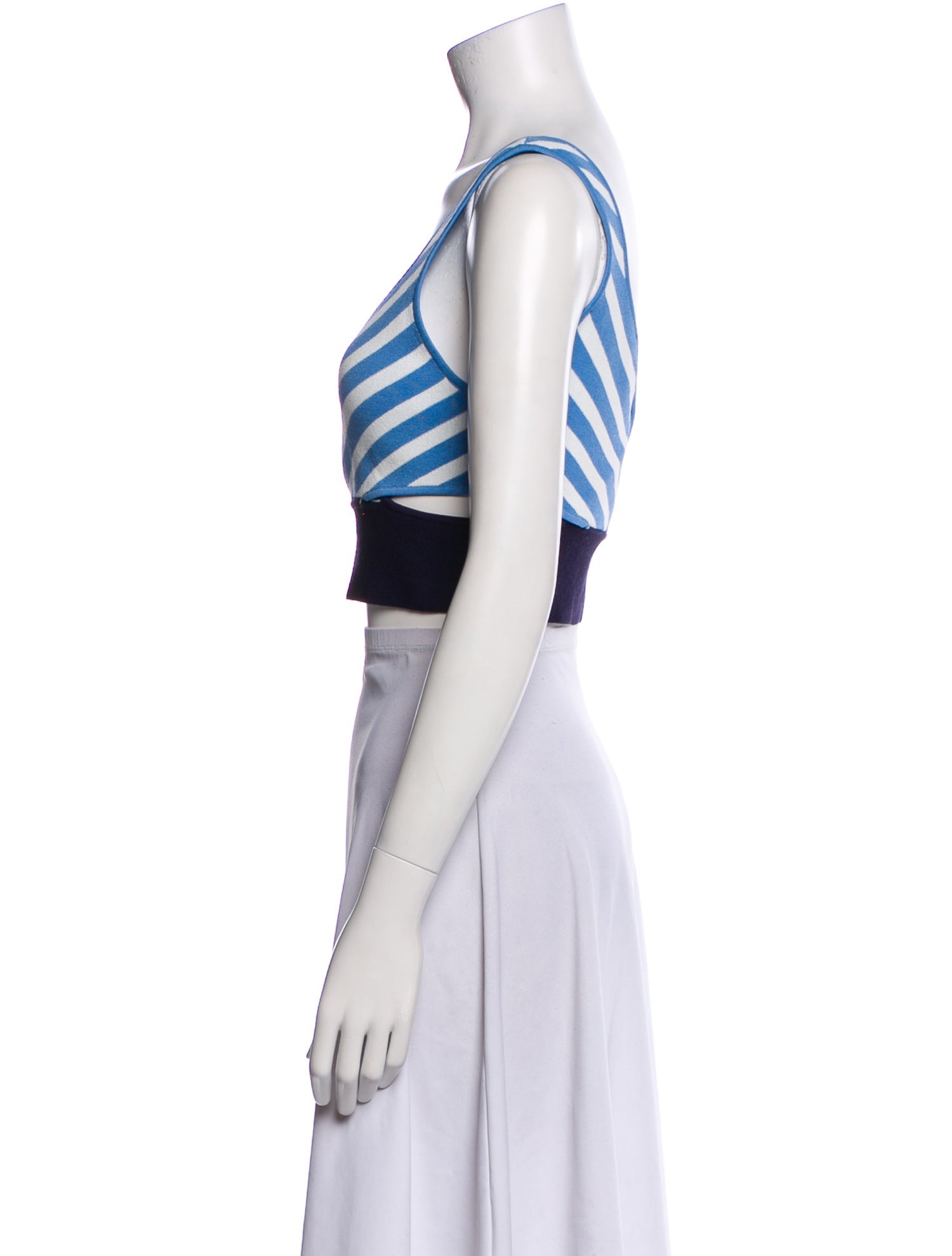Staud Striped Square Neckline Crop Top