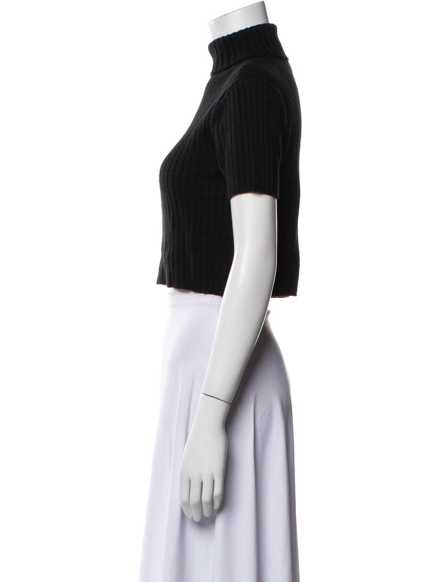 Staud Turtleneck Short Sleeve Crop Top