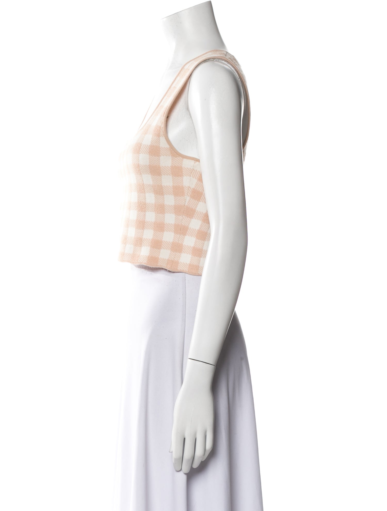 Staud Plaid Print Square Neckline Crop Top