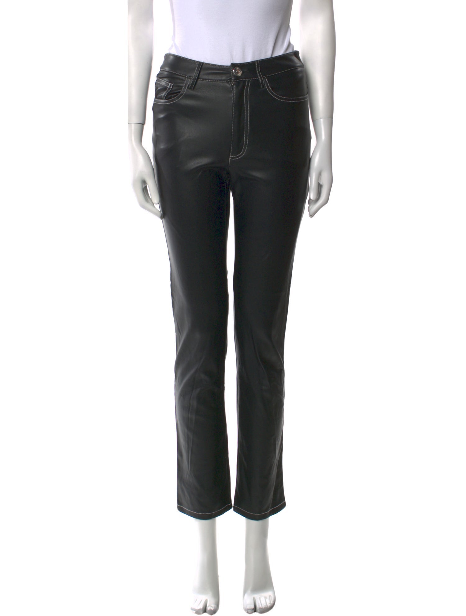 Staud Faux Leather Straight Leg Pants