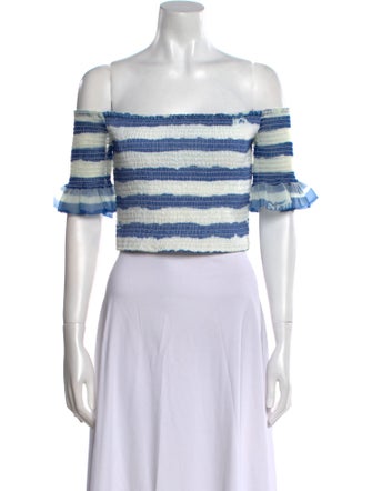 Staud Striped Off-The-Shoulder Crop Top